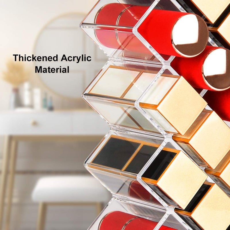 JessLab Lipstick Organizers, Acrylic Holder Lip Gloss Tower Clear Cosmetic Fish Sticks Lip Makeup Storage for Bathroom Vanity Countertop, 16 Slots - Image 4